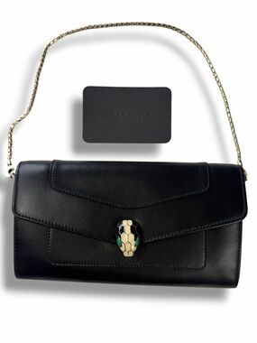 RARE Bvlgari Serpenti Forever East-West WOC Black Green Gold 2016